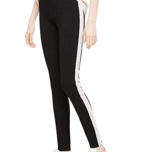 Ann Taylor Ankle Side Panel Ponte Tuxedo Capri Leggings Black White S